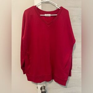 Zenana Outfitters Deep Red or Black V-Neck Sweater